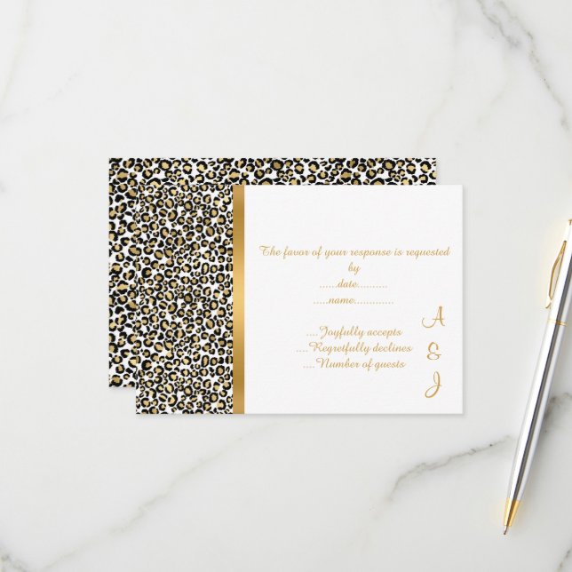 ELEGANT LEOPARD GOLD TRIM RSVP (Front/Back In Situ)