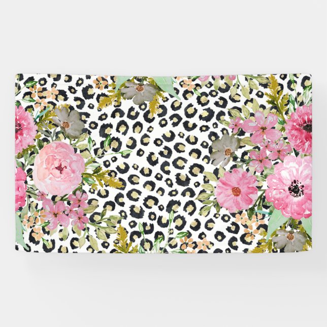 Elegant Leopard Print and Floral Design Banner (Horizontal)