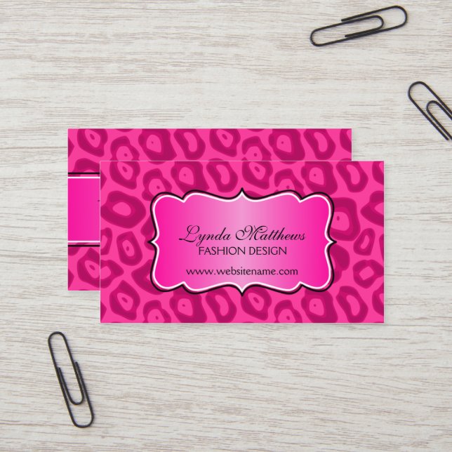 Elegant Leopard Print Business Card (Front/Back In Situ)