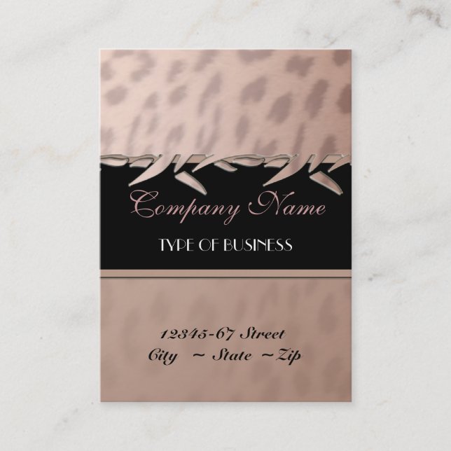 Elegant Leopard Print  Business Card Template (Front)