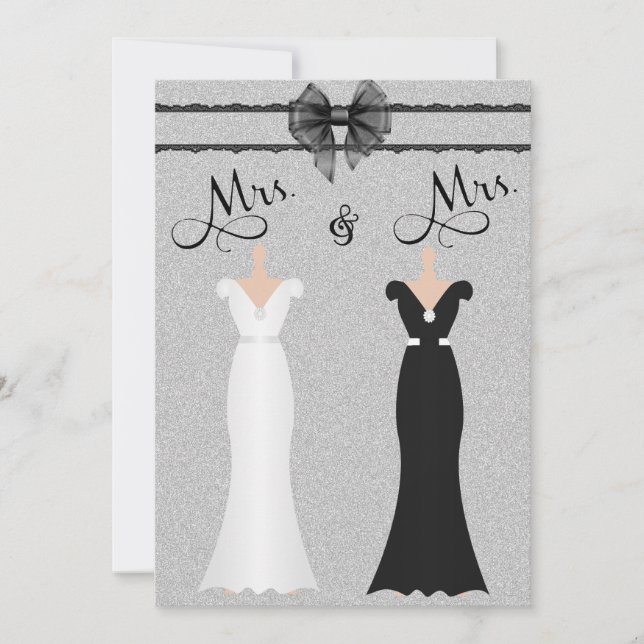 Elegant Lesbian Gay Two Brides Wedding Invitation (Front)