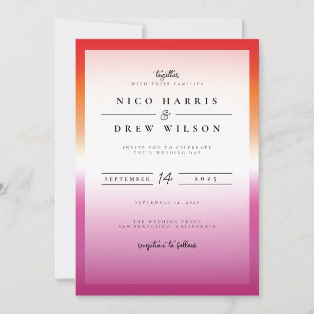 Elegant Lesbian Pride Wedding  Invitation (Front)