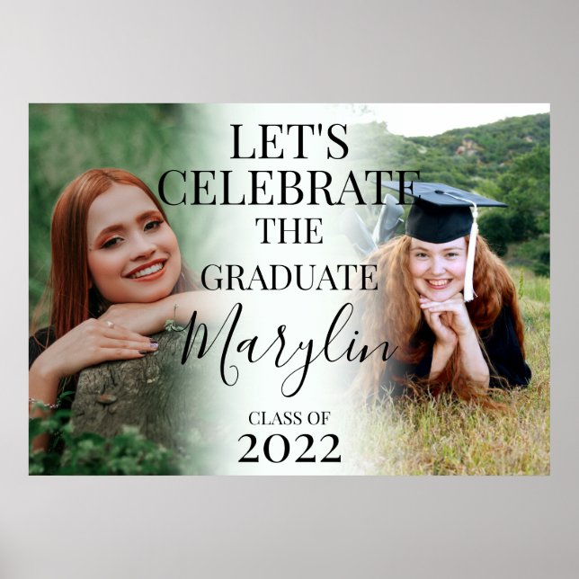 Elegant Let's Celebrate the Graduate 2 Photo Poster (Front)
