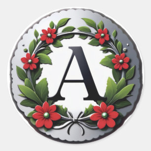 Elegant Letter A Monogram Classic Round Sticker