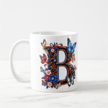 Elegant Letter B Initial Flowers Women 