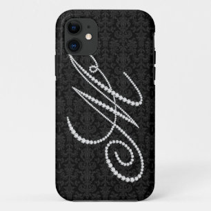 Elegant Letter M Sparkling Diamonds-Monogram iPhone 11 Case