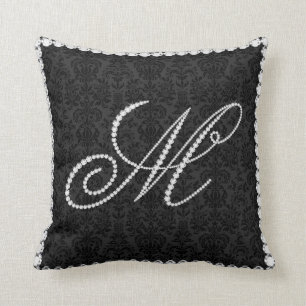 Elegant Letter M Sparkling Diamonds -Monogram Cushion