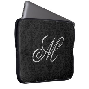 Elegant Letter M Sparkling Diamonds-Monogram Laptop Sleeve