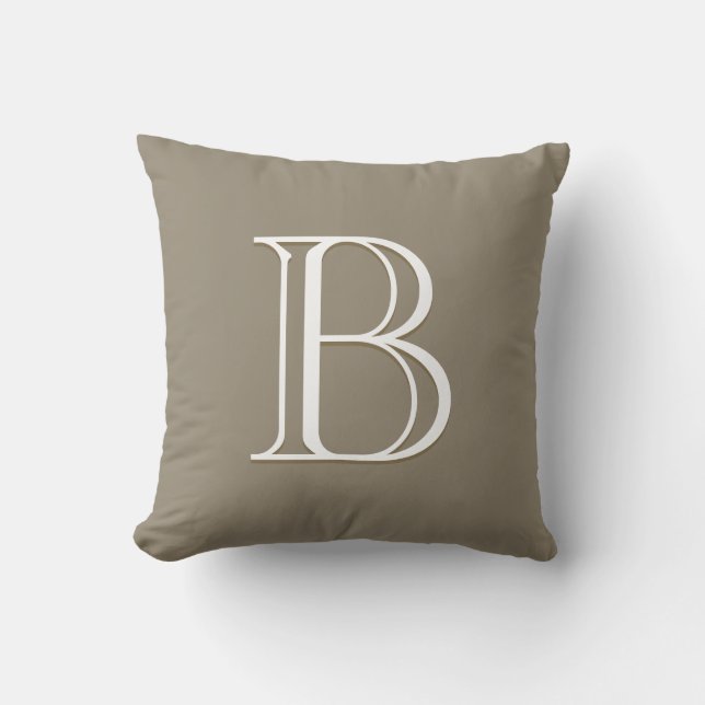Elegant Letter Monogram Initial Chic Mocha Brown Cushion (Front)