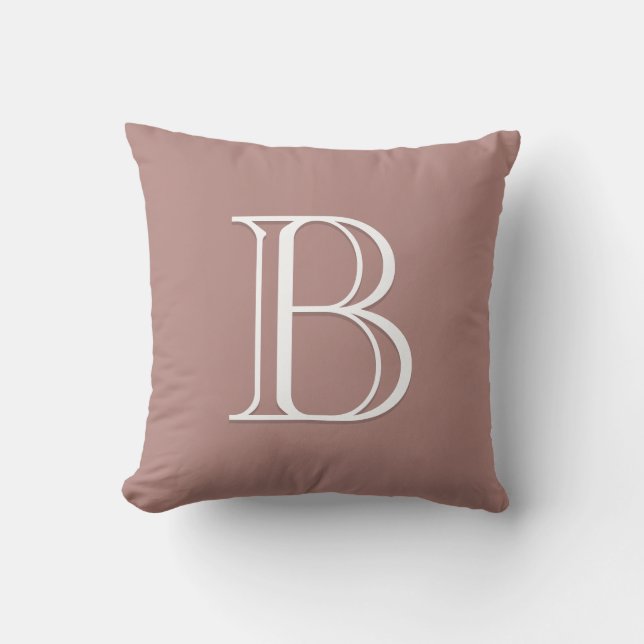 Elegant Letter Monogram Initial Pink Rose Blush Cushion (Front)