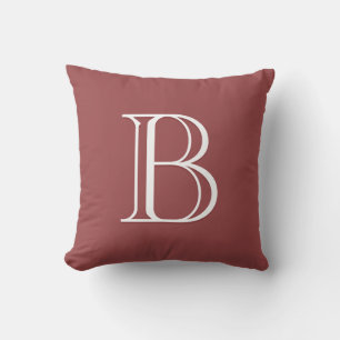 Elegant Letter Monogram Initial Red & White Cushion