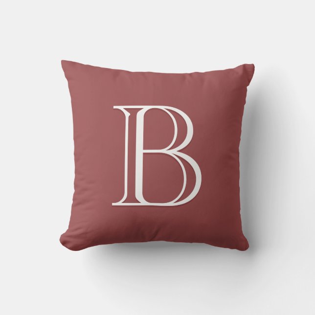 Elegant Letter Monogram Initial Red & White Cushion (Front)