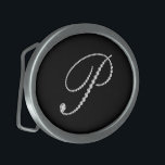Elegant Letter P  Sparkling Diamonds-Monogram Belt Buckle<br><div class="desc">Elegant monogram of white sparking diamonds initial letter M. Other letters are coming soon. Send me a message on Zazzle if you need a different letter. This is an image of diamonds and is not real or fake.</div>