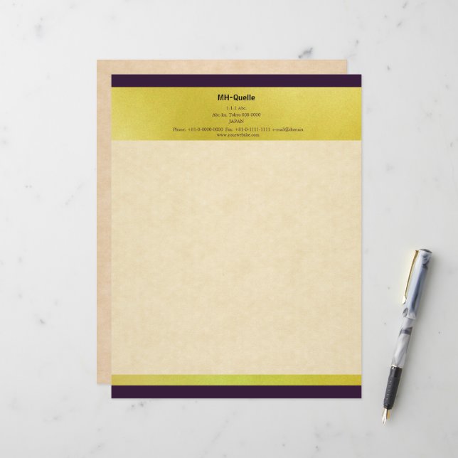 Elegant letterhead with hemp leaf pattern (Front/Back In Situ)