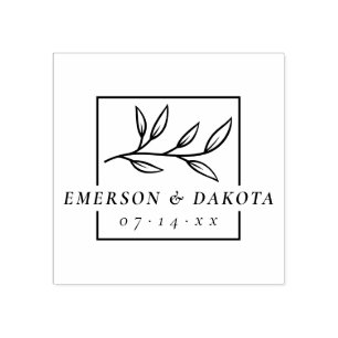 Elegant Lettering Botanical Wedding Save The Date Rubber Stamp