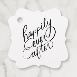 Elegant Lettering Happily Ever After Wedding Favour Tags