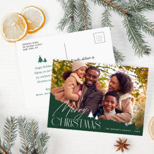 Elegant lettering modern photo christmas holiday postcard