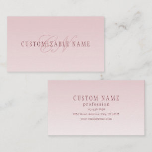 Elegant Lettering & Monogram Rose Ombre Business Card