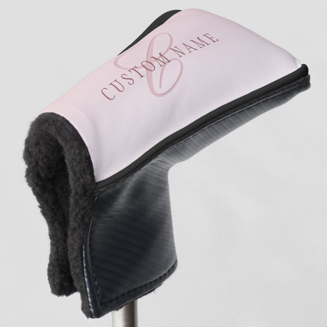 Elegant Lettering & Monogram | Rose Ombre Golf Head Cover (3/4 Front)