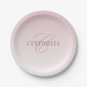 Elegant Lettering & Monogram   Rose Ombre Paper Plate