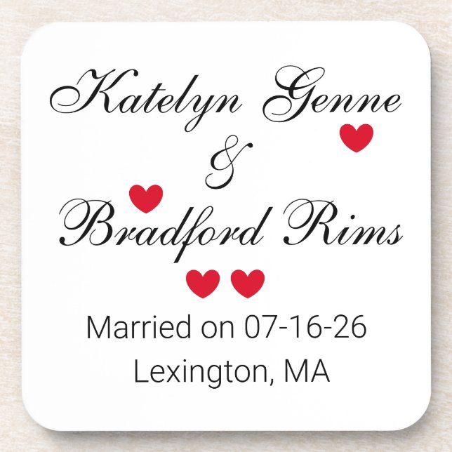 Elegant Letters Wedding  Coaster (Front)