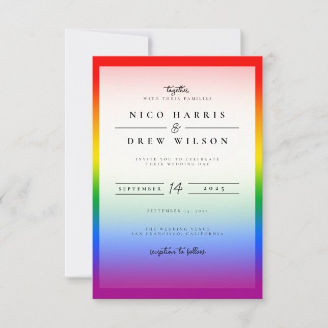 Elegant LGBTQ+ Pride Wedding  Invitation (Front)