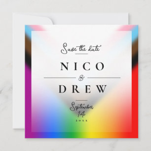 Elegant LGBTQ+ Progress Pride Wedding Save The Date