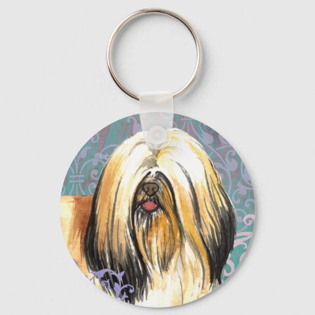 Elegant Lhasa Apso Key Ring (Front)