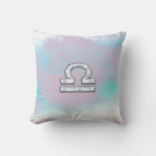 Elegant Libra Zodiac Sign Mother of Pearl Style Cushion
