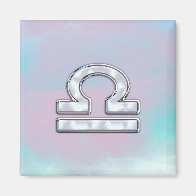 Elegant Libra Zodiac Sign Mother of Pearl Style Magnet (Front)