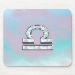 Elegant Libra Zodiac Sign Mother of Pearl Style Mouse Pad