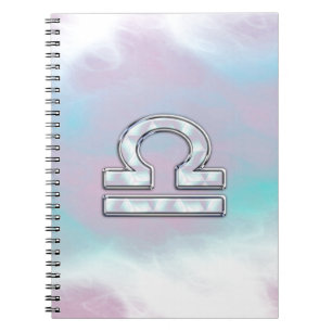Elegant Libra Zodiac Sign Mother of Pearl Style Notebook