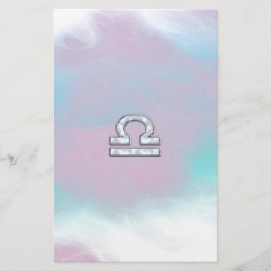 Elegant Libra Zodiac Sign Mother of Pearl Style Stationery