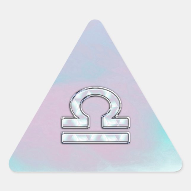 Elegant Libra Zodiac Sign Mother of Pearl Style Triangle Sticker (Front)