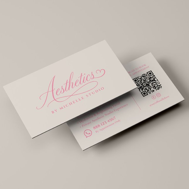 Elegant Licensed Aesthetician Script Sand Pink Business Card (Elegant Licensed Esthetician Script Sand Pink Business Card
)