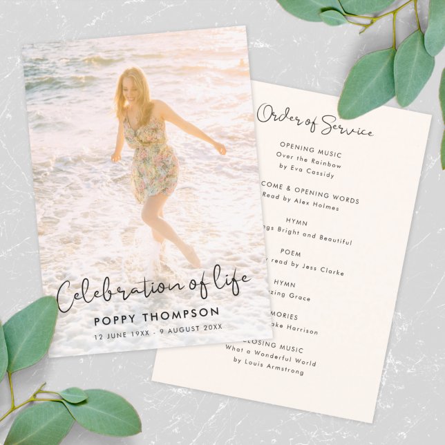 Elegant Life Celebration Order of Service Funeral Program (Creator Uploaded)