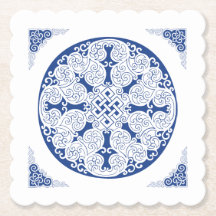 Elegant Life Cycle Navy Blue Mongolian Pattern