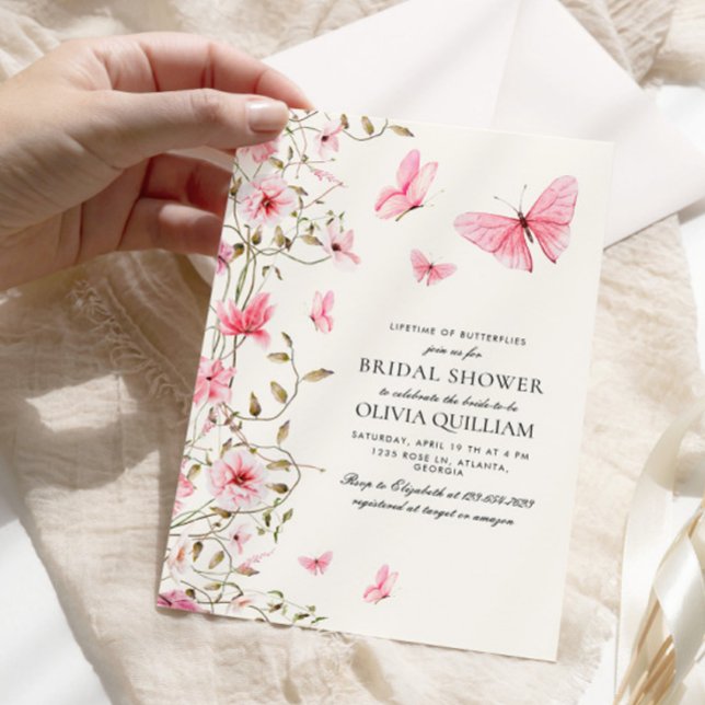 Elegant Lifetime of Butterflies Bridal Shower Invitation (Creator Uploaded)