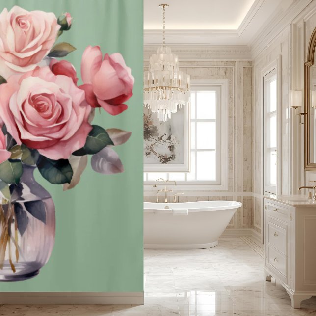 Elegant Ligh Blush Pink Roses Shower Curtain (Creator Uploaded)
