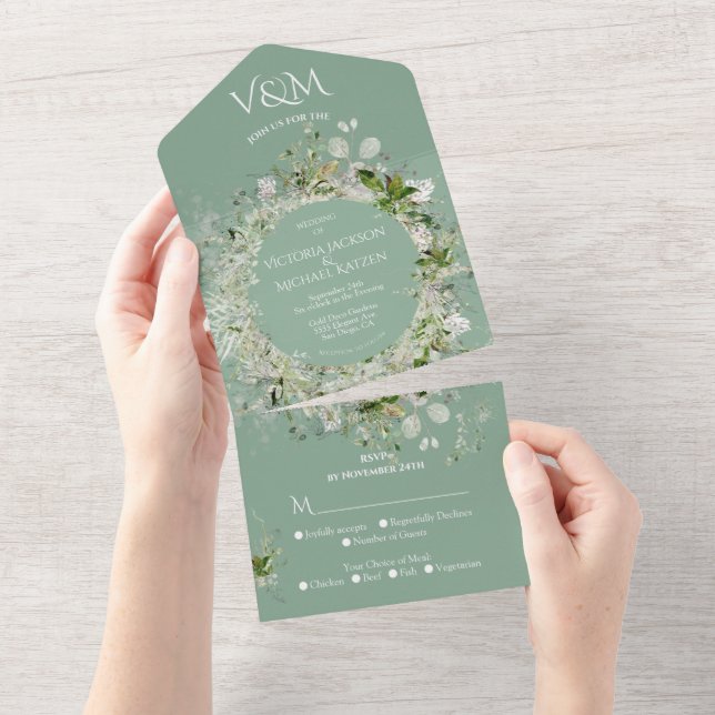 Elegant Light & Airy Delicate floral Wedding All In One Invitation (Tearaway)