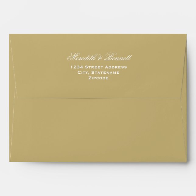 Elegant Light Antique Gold and White Wedding Envelope (Back (Top Flap))
