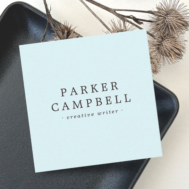 Elegant light aqua blue stylish minimalist square business card (Creator Uploaded)