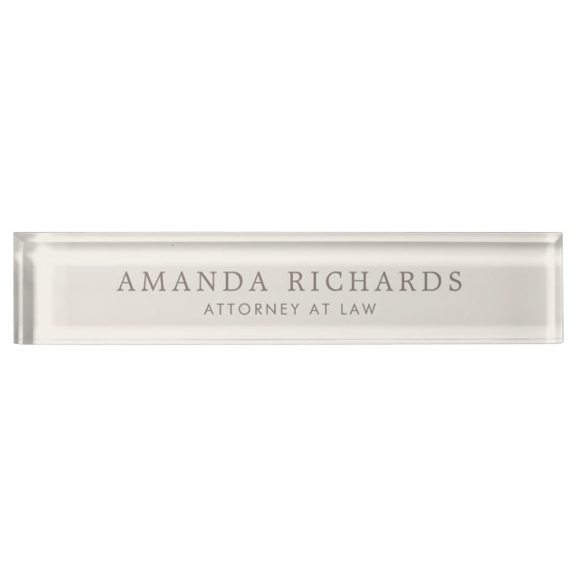 Elegant light beige brown trendy nameplate (Front)