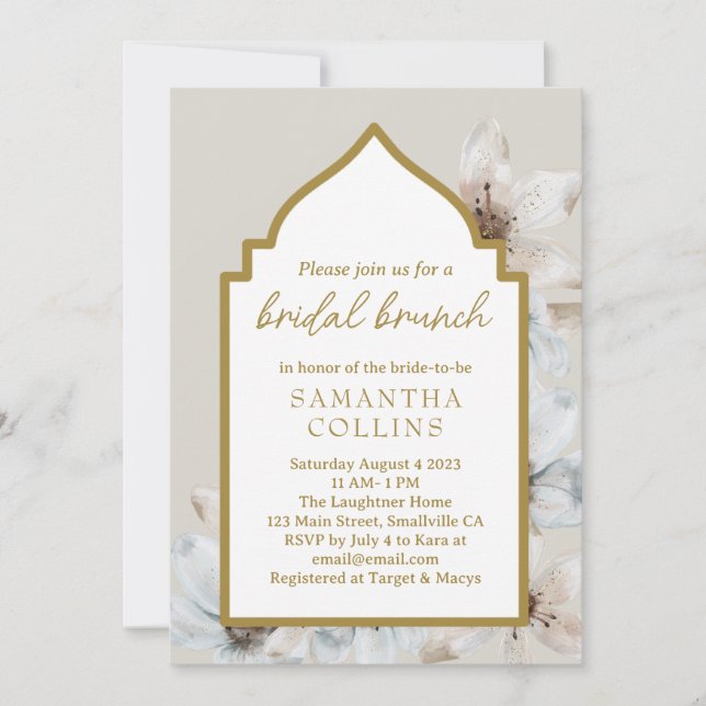 Elegant Light Beige Magnolia Flowers Bridal Brunch Invitation (Front)