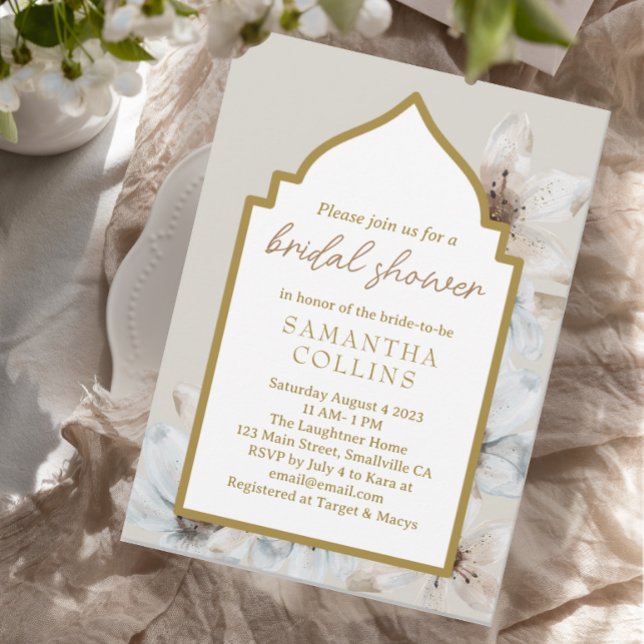 Elegant Light Beige Magnolia Flowers Bridal Shower Invitation (Creator Uploaded)