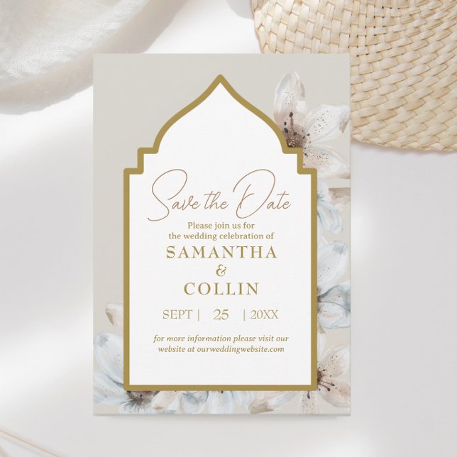 Elegant Light Beige Magnolia Flowers Save the Date Invitation (Creator Uploaded)