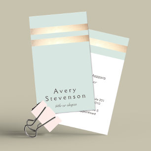 Elegant Light Blue and Faux Gold Foil Stripe Business Card