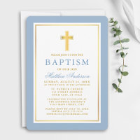 Elegant Light Blue and Gold Baptism