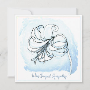 Elegant Light Blue and White Lily Sympathy Card