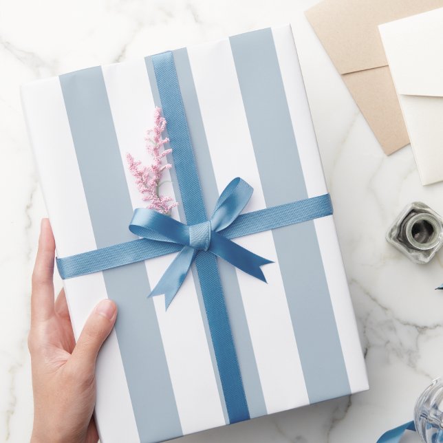 Elegant Light Blue and White Striped Pattern Wrapping Paper (Creator Uploaded)